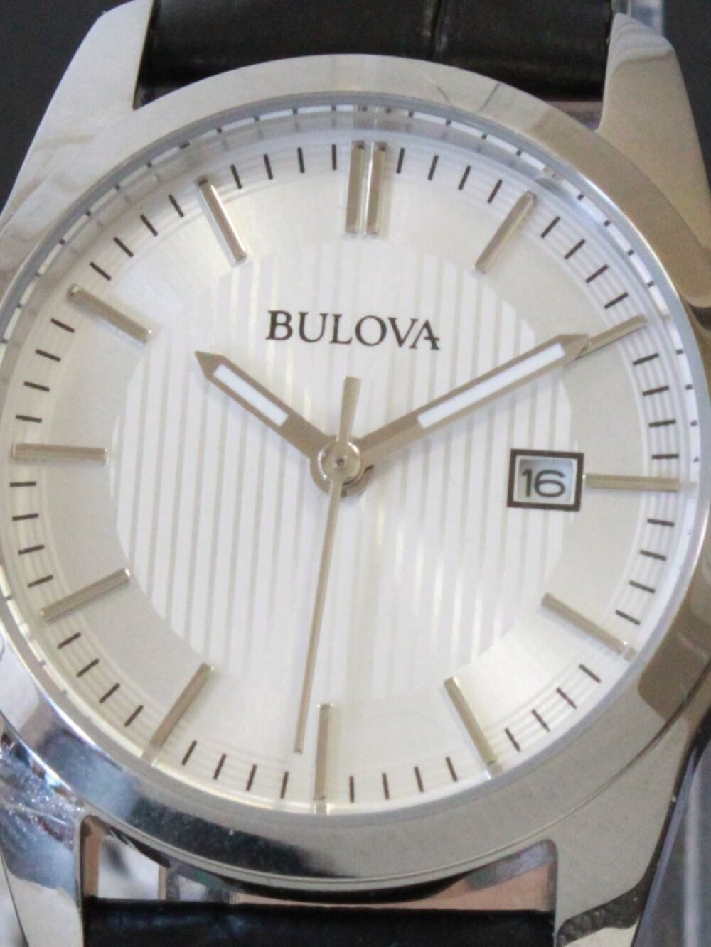 Bulova Ladies Classic Dress Watch Stainless, Silver Textured Dial, Black Strap - Picture 12 of 13